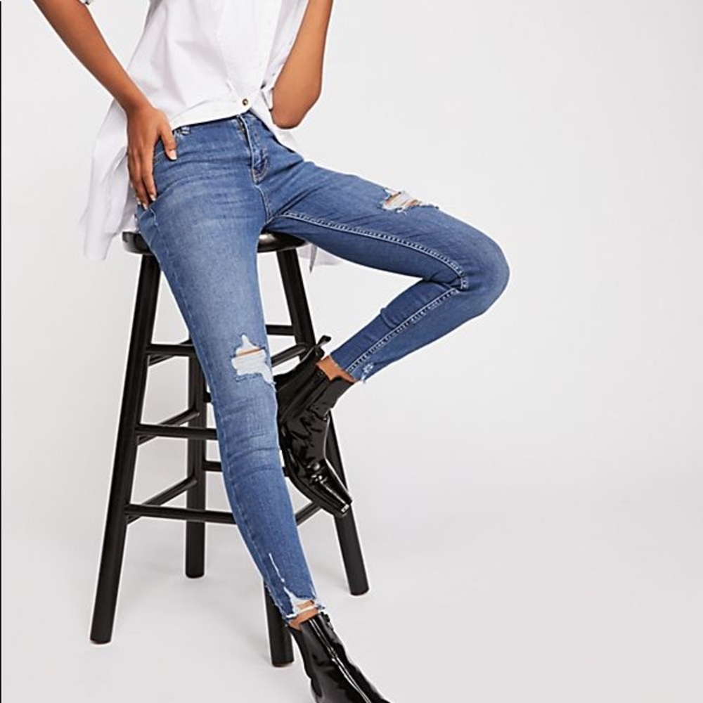 Free People Sharkbite Distressed Jeans